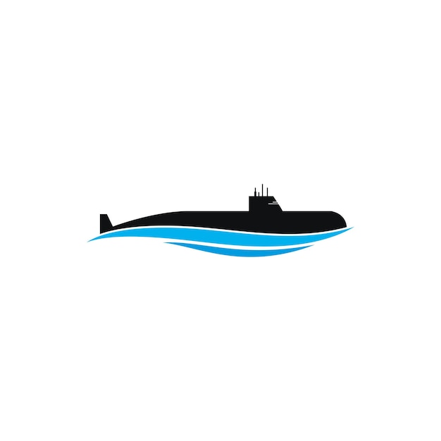 Ilustración de icono de vector de logotipo de submarino militar