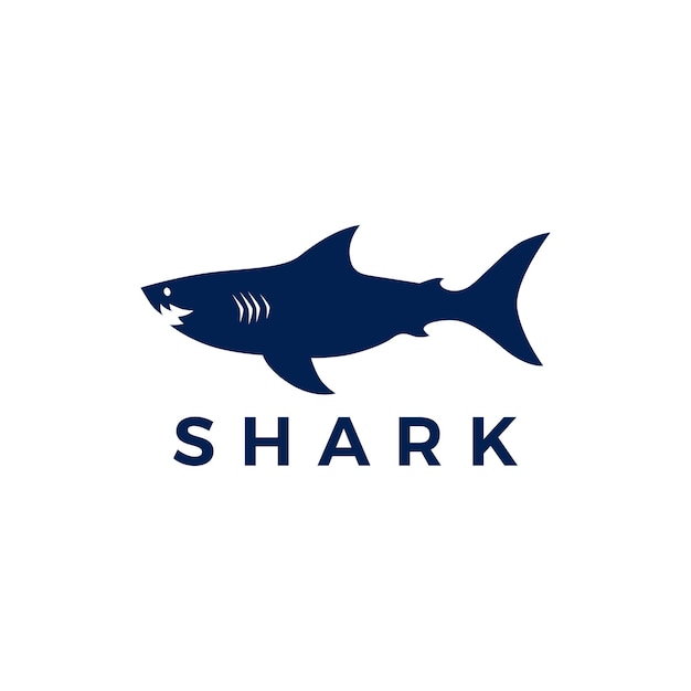 Ilustración de icono de vector de logotipo de tiburón