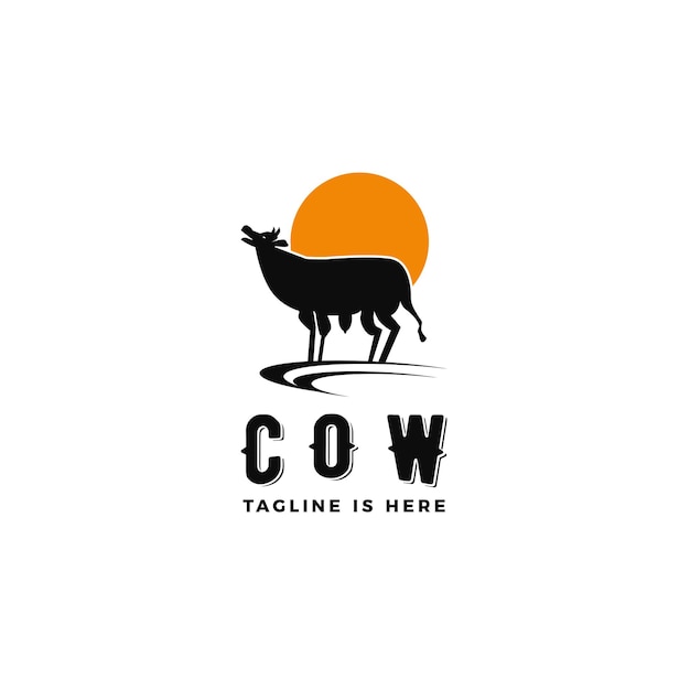 Ilustración de icono de vector de logotipo de vaca