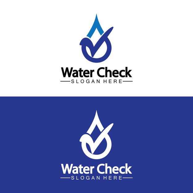 Ilustración de icono de vector de logotipo de verificación de gota de agua