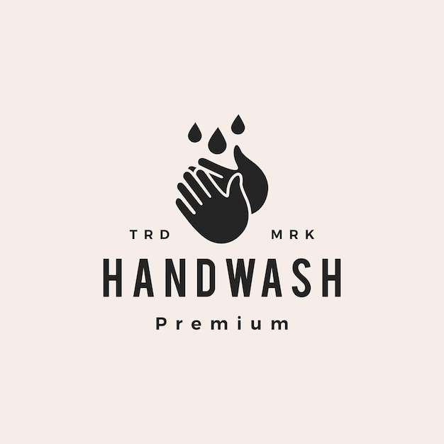 Ilustración de icono de vector de logotipo vintage de gota de agua de lavado a mano