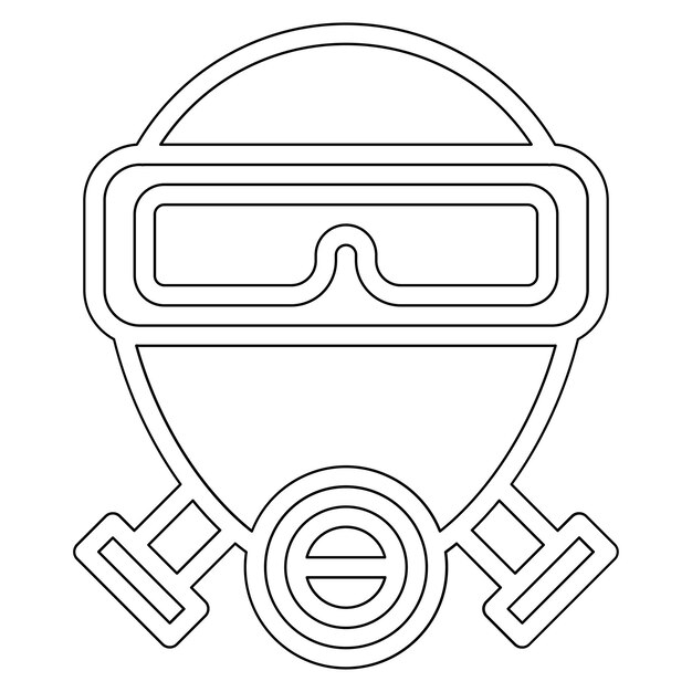 Ilustración del icono del vector de la máscara de gas del conjunto de iconos de Investigación y Ciencia