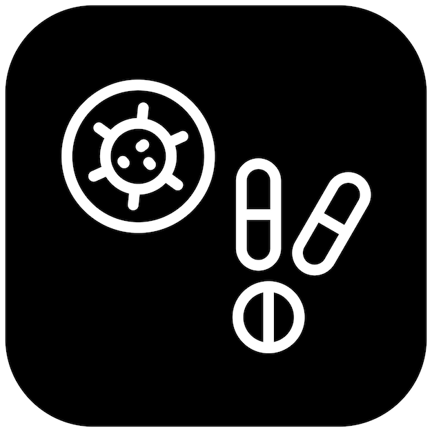 Ilustración del icono del vector de medicamentos antivirales del conjunto de iconos de enfermedades infecciosas