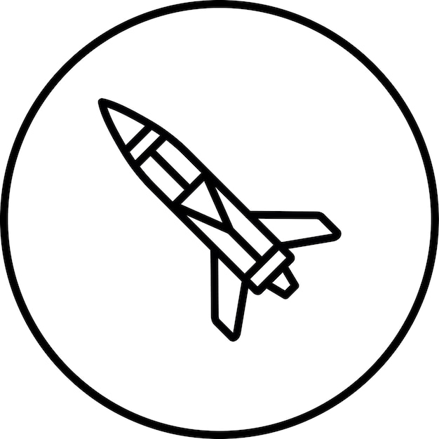 Ilustración del icono del vector de misiles del conjunto de iconos de energía nuclear