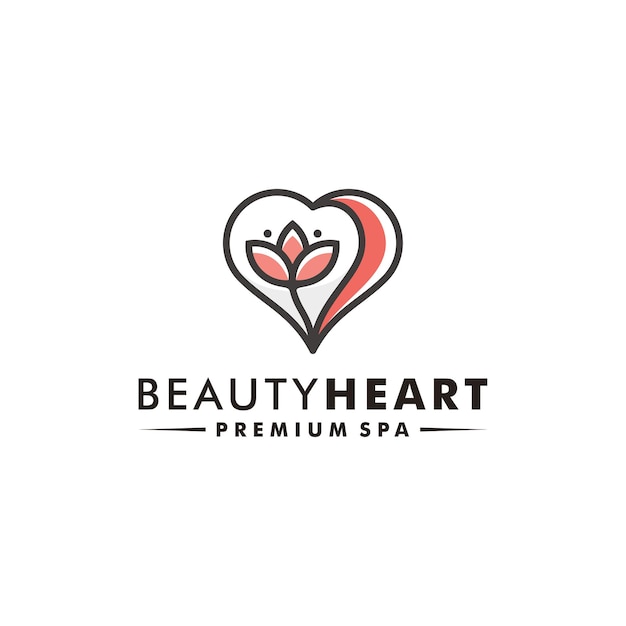 Ilustración de icono de vector de naturaleza de diseño de logotipo de flor de corazón