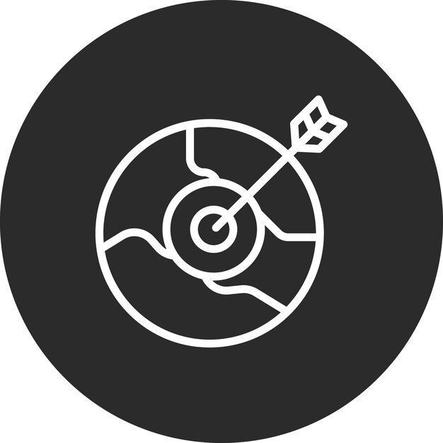 Ilustración del icono de vector objetivo global del conjunto de iconos de SEO y SEM