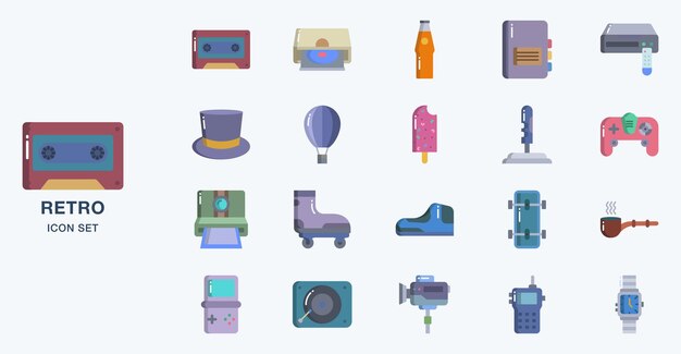 Ilustración de icono de vector de objetos retro