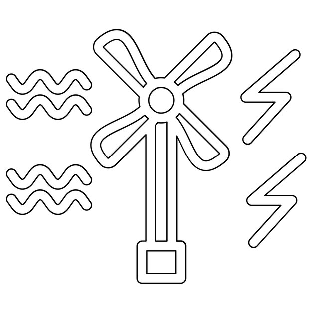 Ilustración del icono del vector de onda del conjunto de iconos de energía sostenible