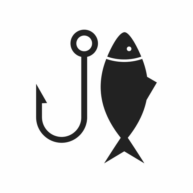 Vector ilustración del icono del vector de pesca de estilo plano