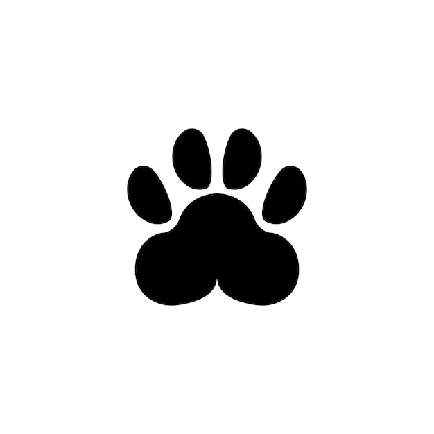 Ilustración de icono de vector plano de pie de animal con estampado de pata de perro o gato Símbolo negro simple sobre fondo blanco