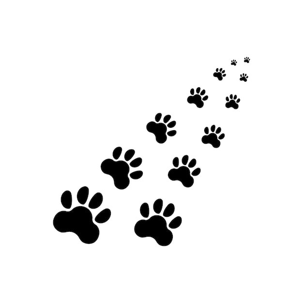 Ilustración de icono de vector plano de pie de animal con estampado de pata de perro o gato Símbolo negro simple sobre fondo blanco