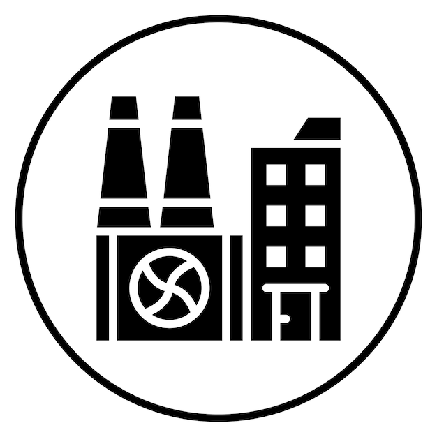 Ilustración del icono del vector de plantas nucleares del conjunto de iconos de la diplomacia