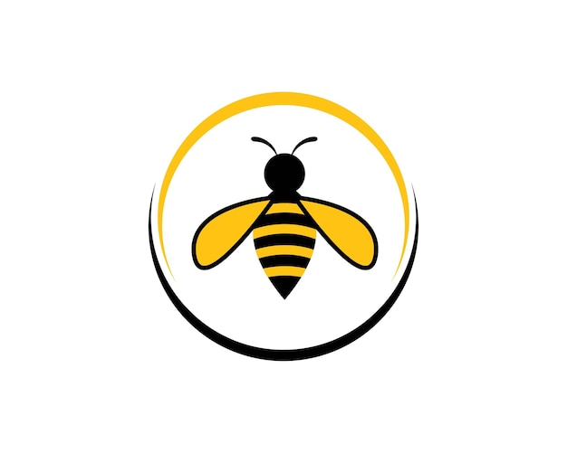Ilustración de icono de vector de plantilla de logotipo de abeja de miel