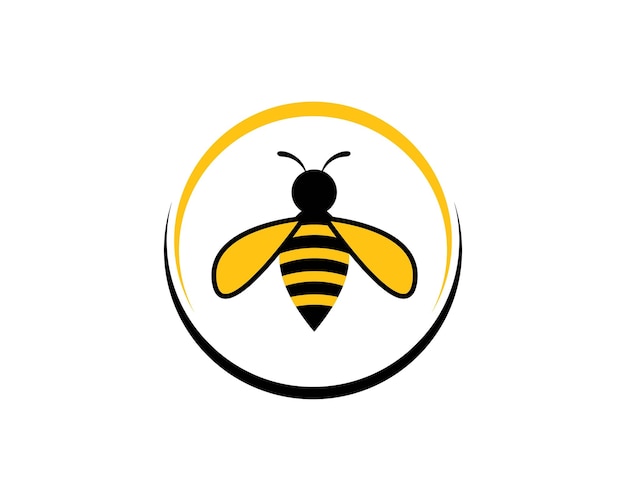 Ilustración de icono de vector de plantilla de logotipo de abeja de miel