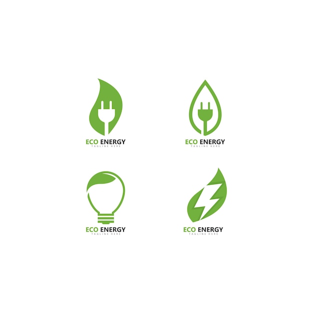 Ilustración de icono de vector de plantilla de logotipo de energía ecológica