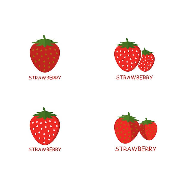 Ilustración de icono de vector de plantilla de logotipo de fresa