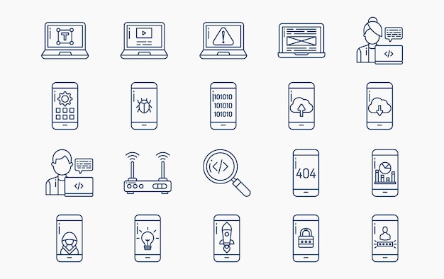 Ilustración de icono de vector de programación y desarrollo de software