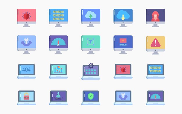 Ilustración de icono de vector de programación y desarrollo de software