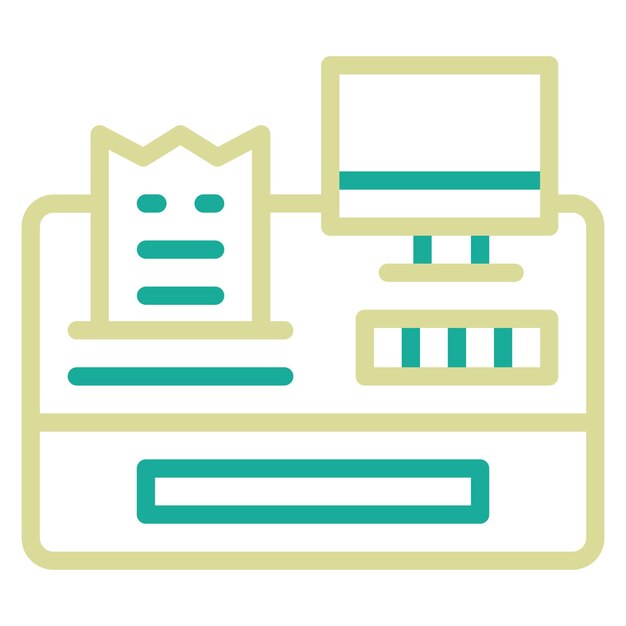 Ilustración del icono del vector de registro de efectivo del conjunto de iconos de Mall
