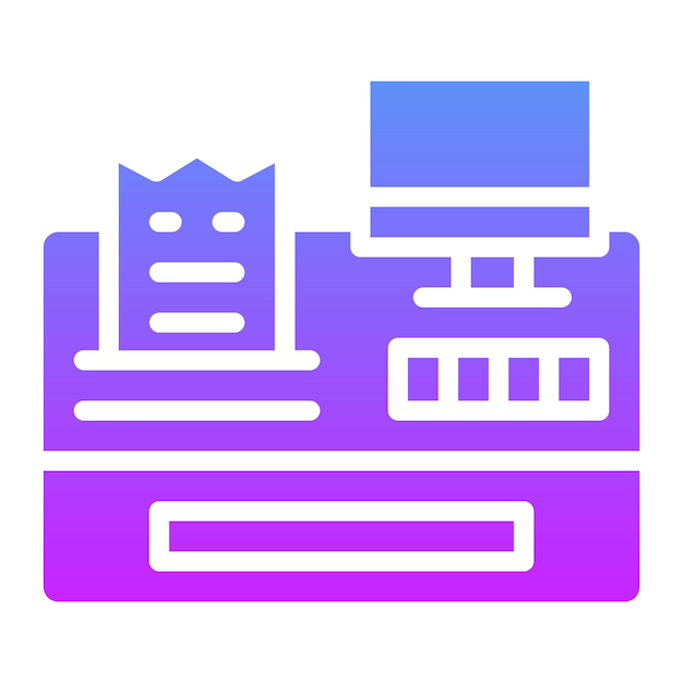 Ilustración del icono del vector de registro de efectivo del conjunto de iconos de Mall