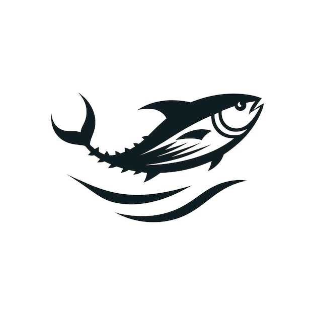 Ilustración Icono Vector Silueta Del Logotipo Del Atún Del Océano