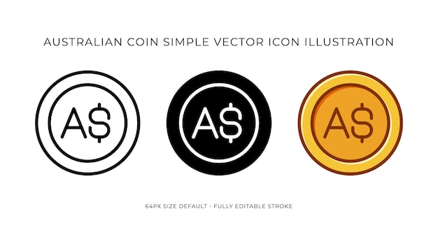 Ilustración de icono de vector simple de moneda de Australia