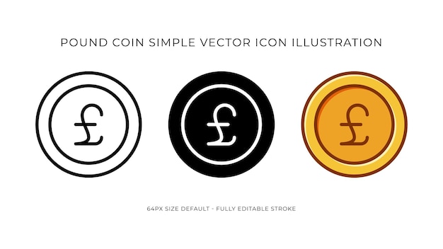 Ilustración de icono de vector simple de moneda libra