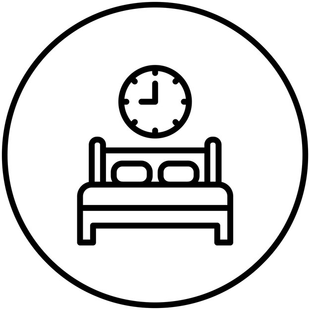 Ilustración del icono del vector de tiempo de la cama del conjunto de iconos de hora y fecha