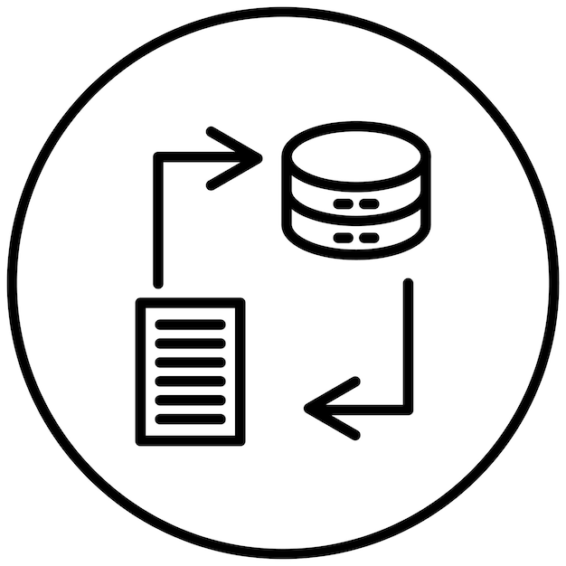 Ilustración del icono del vector de transformación de datos del conjunto de iconos de análisis de datos