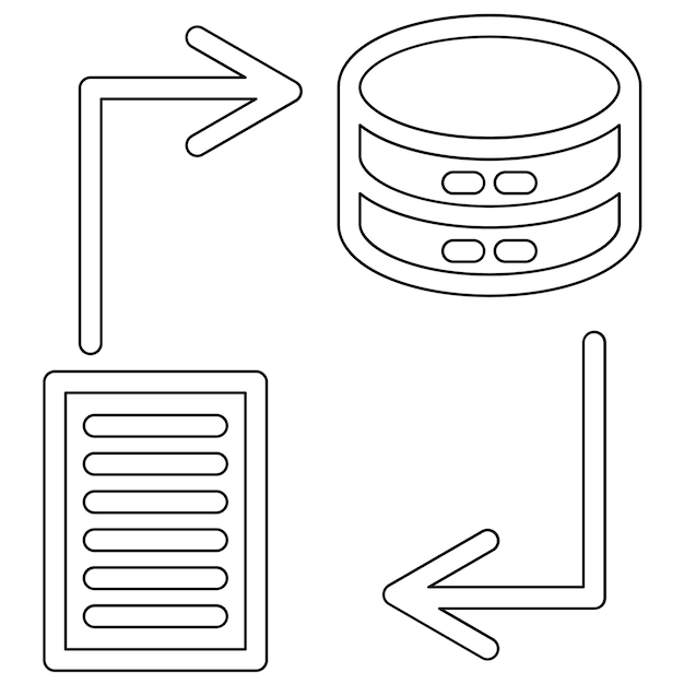 Ilustración del icono del vector de transformación de datos del conjunto de iconos de análisis de datos