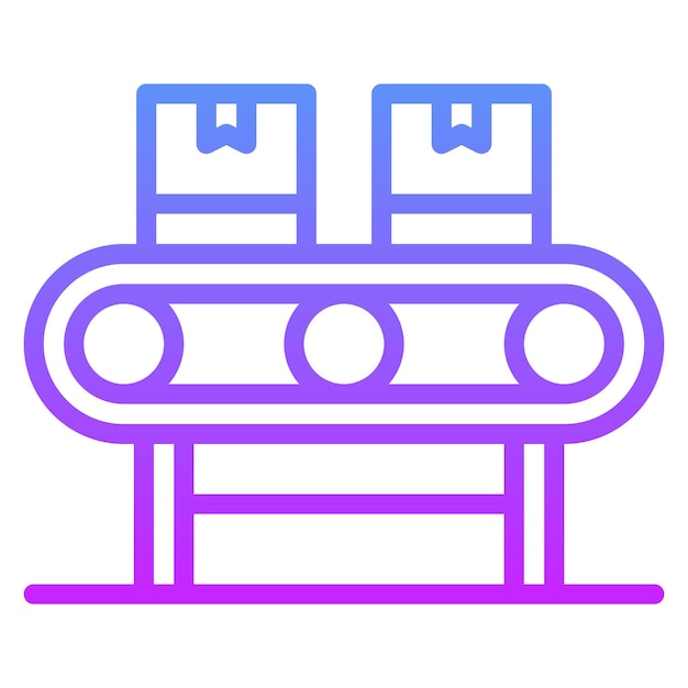 Ilustración del icono del vector del transportador automático del conjunto de iconos del proceso industrial