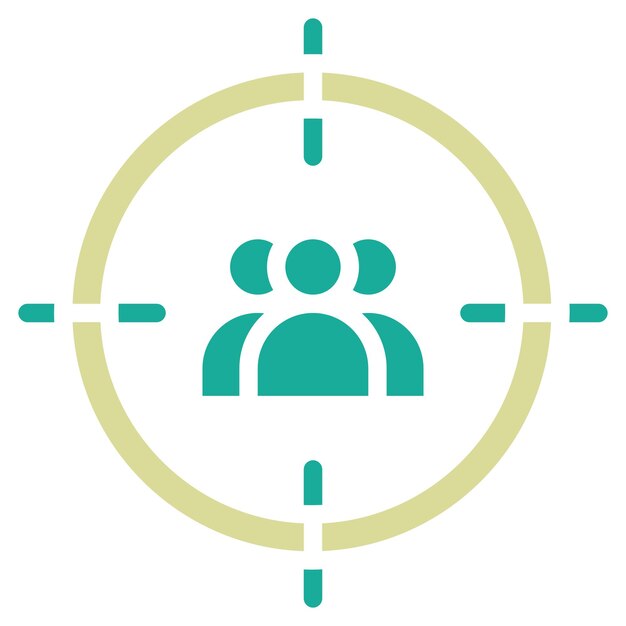 Ilustración del icono del vector de usuario objetivo del conjunto de iconos de marketing