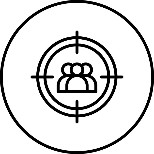 Ilustración del icono del vector de usuario objetivo del conjunto de iconos de marketing