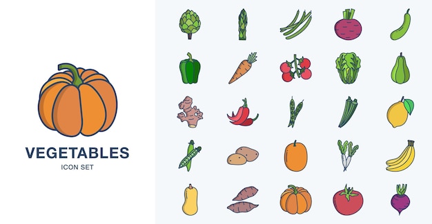 Ilustración de icono de vector de verduras
