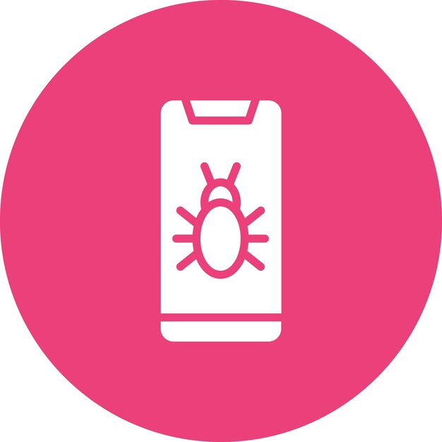 Ilustración del icono del vector de virus móvil del conjunto de iconos de Seguridad Cibernética