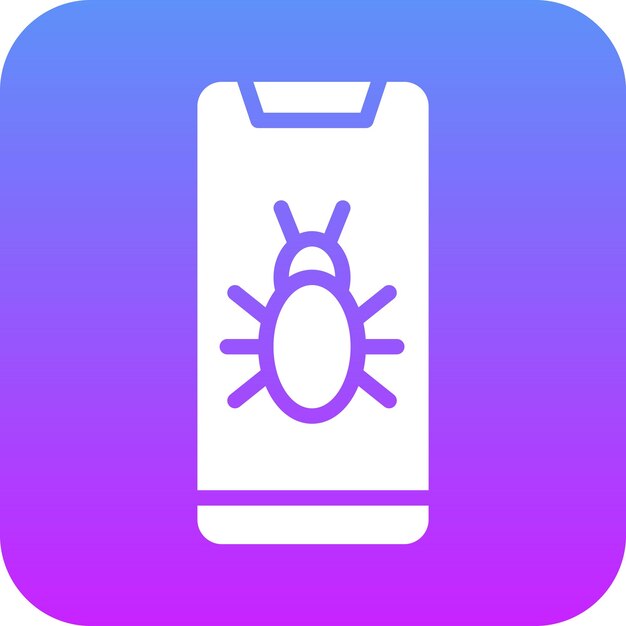 Ilustración del icono del vector de virus móvil del conjunto de iconos de Seguridad Cibernética