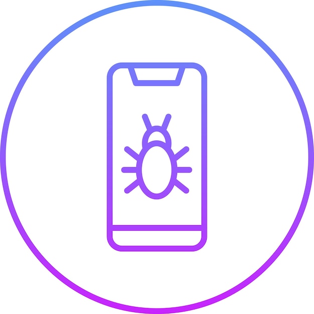 Ilustración del icono del vector de virus móvil del conjunto de iconos de Seguridad Cibernética