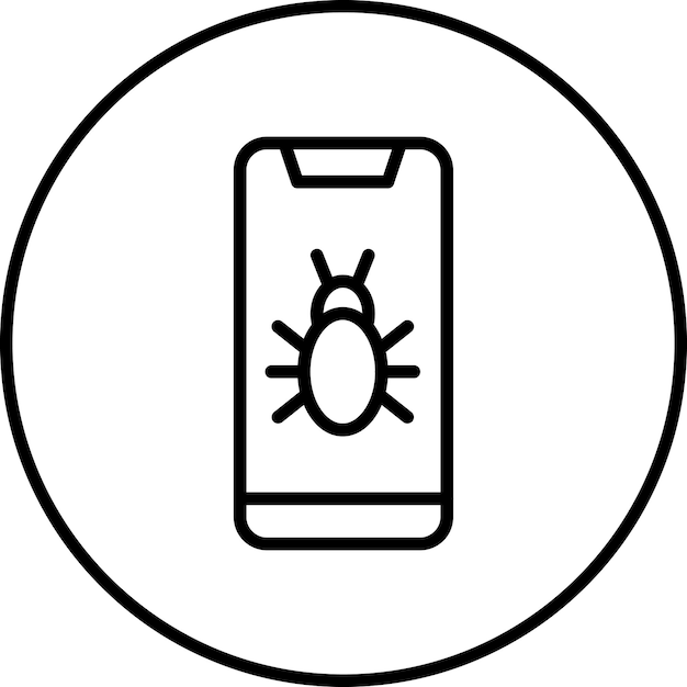 Ilustración del icono del vector de virus móvil del conjunto de iconos de Seguridad Cibernética