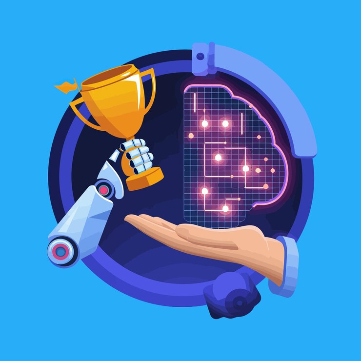 Vector ilustración de icono vectorial 2d inteligencia artificial y la mente del robot humano