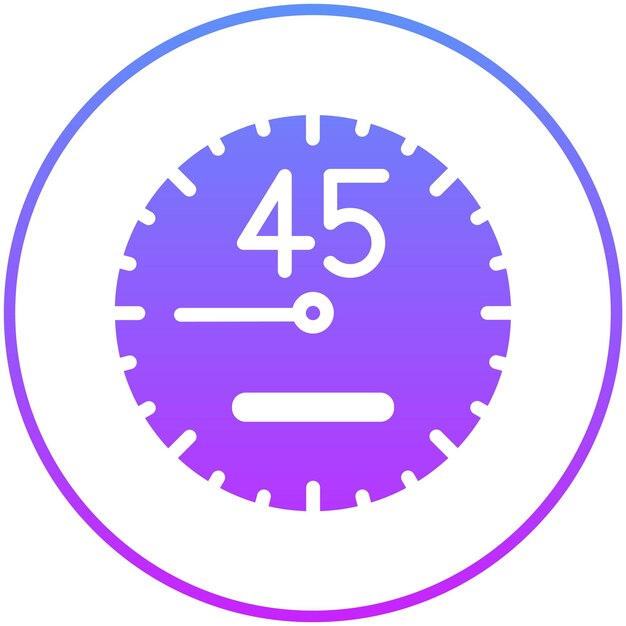 Ilustración del icono vectorial de 45 minutos del conjunto de iconos de hora y fecha