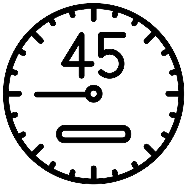 Ilustración del icono vectorial de 45 minutos del conjunto de iconos de hora y fecha