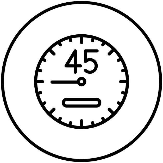 Ilustración del icono vectorial de 45 minutos del conjunto de iconos de hora y fecha