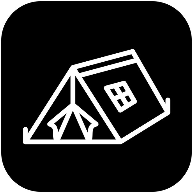 Ilustración del icono vectorial de acampada del conjunto de iconos de planificación de vacaciones