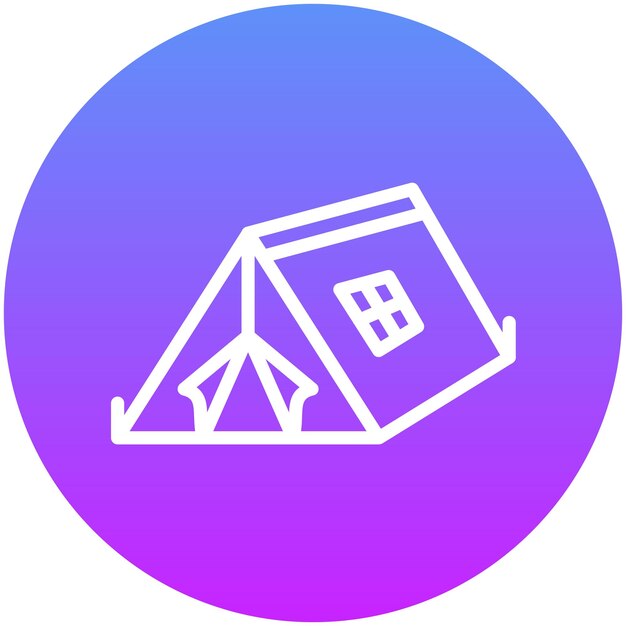 Ilustración del icono vectorial de acampada del conjunto de iconos de planificación de vacaciones
