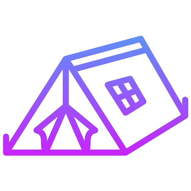 Ilustración del icono vectorial de acampada del conjunto de iconos de planificación de vacaciones