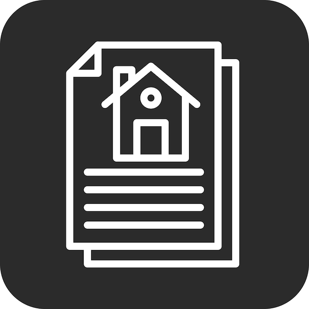 Ilustración del icono vectorial del acuerdo de propiedad del conjunto de iconos de bienes raíces