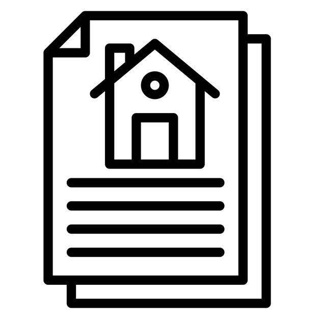 Ilustración del icono vectorial del acuerdo de propiedad del conjunto de iconos de bienes raíces