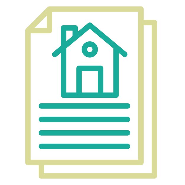 Ilustración del icono vectorial del acuerdo de propiedad del conjunto de iconos de bienes raíces