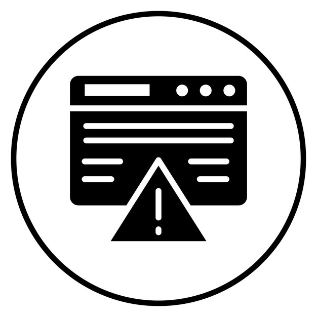 Ilustración del icono vectorial de advertencia del sitio web del conjunto de iconos SEO y SEM