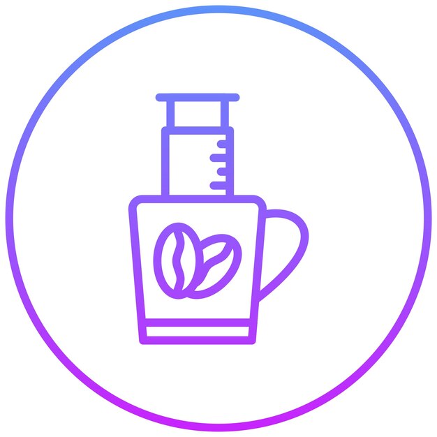 Ilustración del icono vectorial de Aeropress del conjunto de iconos de Coffee Shop